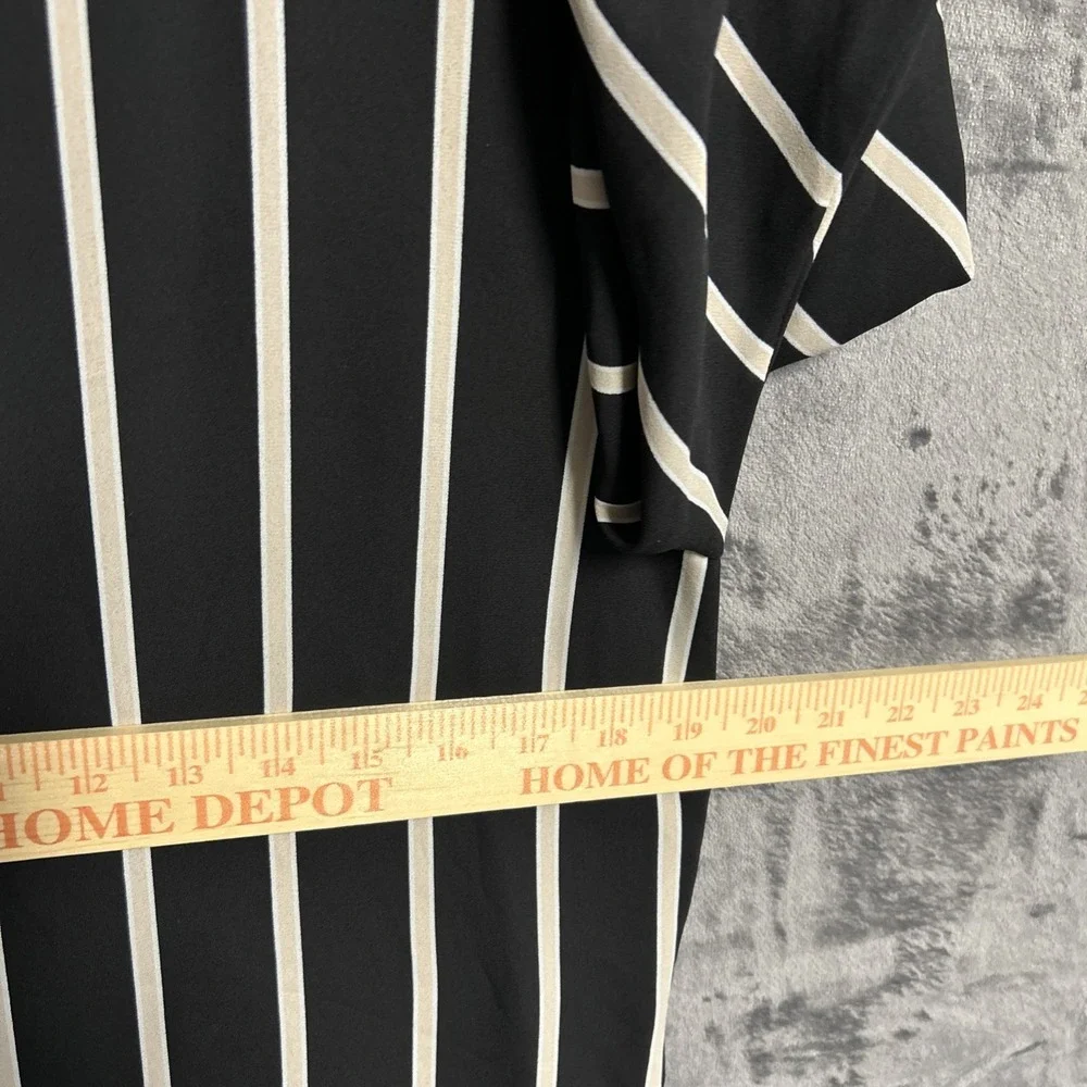 LOFT Women's‎ Medium Vertical Striped Dress Tie Front Long Sleeve Lined Career